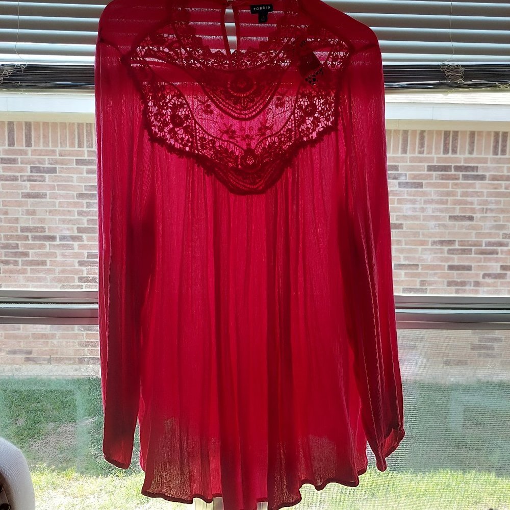 Fushia pink lace florins Torrid blouse Top womens plus 3x